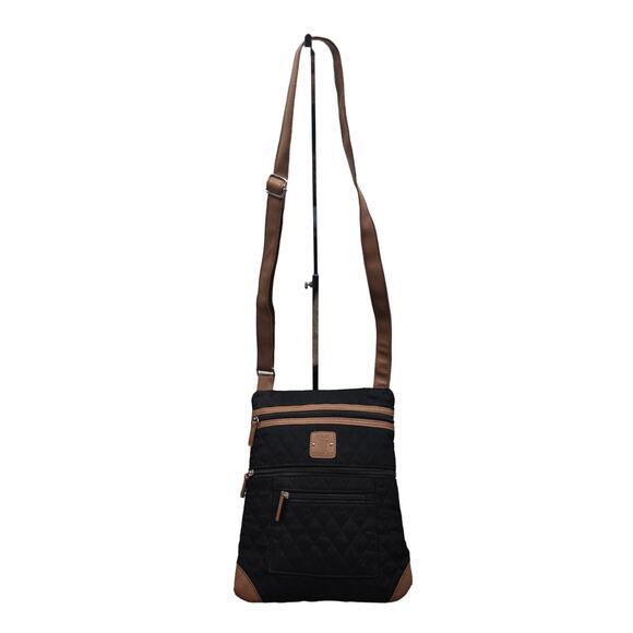 Stone Mountain Multi Pocket Black/Tan Cross-body Purse - Picture 1 of 6